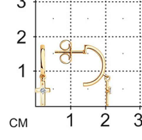 Ohrstecker "Kreuz" - Gold 9 ct - Diamanten – Bild 3