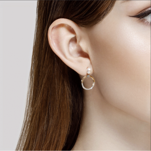 Ohrstecker aus Roségold 585 mit Zirkonia und Perlen – Bild 4