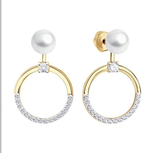 Ohrstecker aus Roségold 585 mit Zirkonia und Perlen – Bild 2