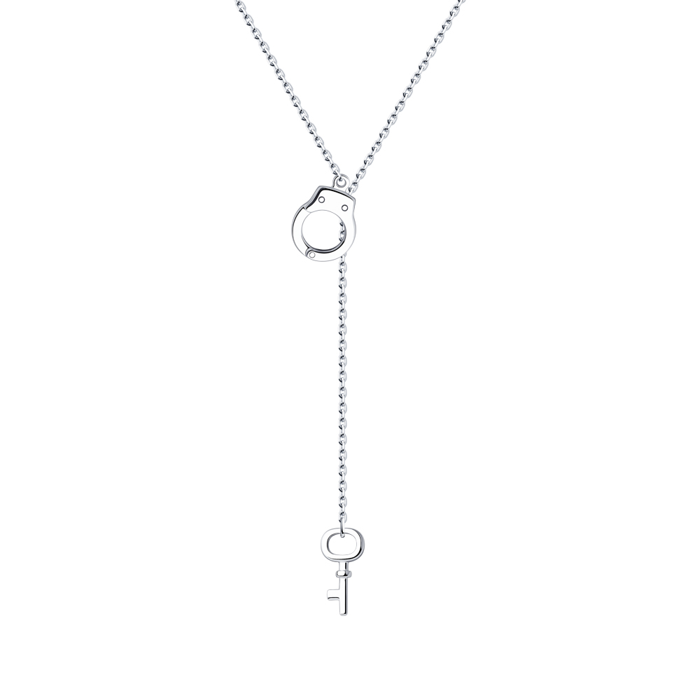 Cooles Collier "Handschellen" aus rhodiniertem Sterlingsilber 925