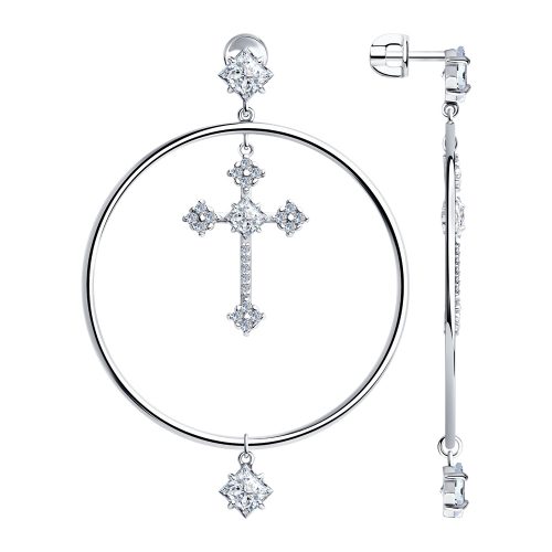 Kreuz Ohrstecker "Kristallkreuz" aus Sterling Silber 925