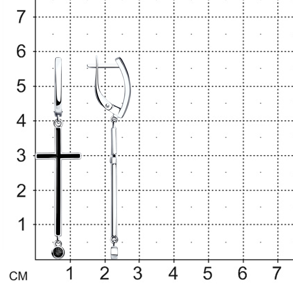 Ohrringe "Kreuz" - Sterling Silber 925 - rhodiniert mit Emaille verziert – Bild 3