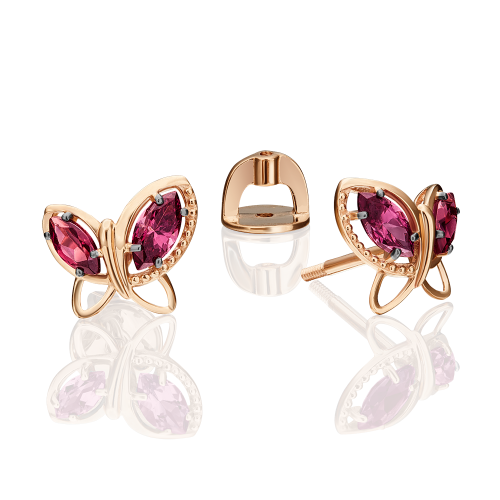 Ohrstecker "Schmetterling" Gold 585 und Granat