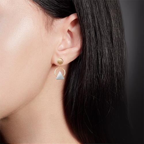 Asymmetrische Ohrringe - Rot- und Weißgold 585 – Bild 3