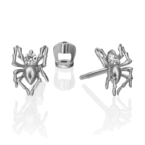 Ohrstecker "Spinne" Weißgold 585 und Zirkonia