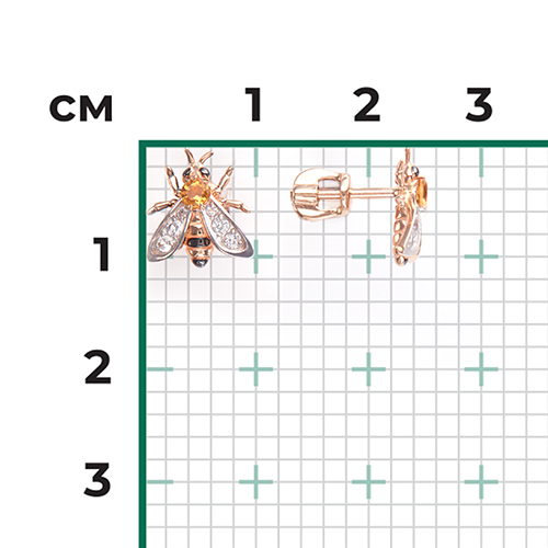 Ohrstecker "Bienchen" - Rosegold 585 - Citrin und Topas – Bild 3