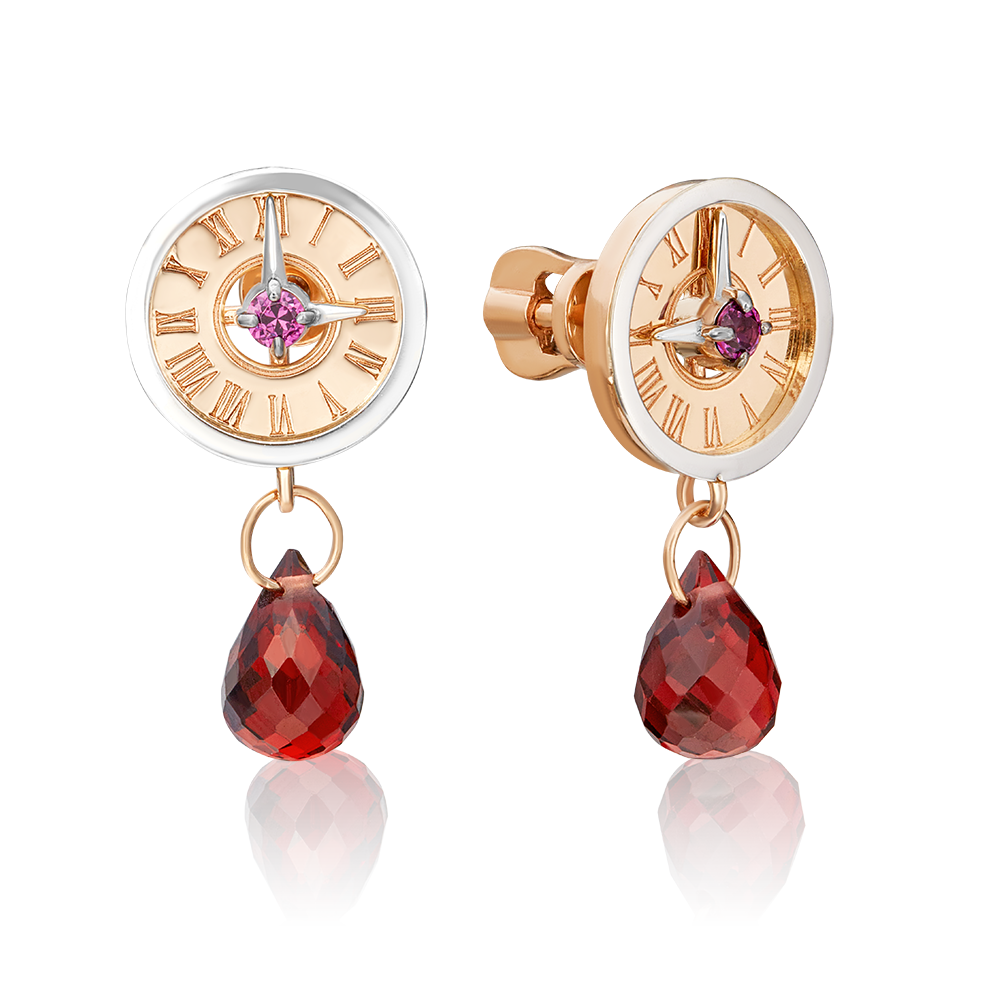 Ohrstecker MOVEMENT im Vintage-Stil Gold 585 mit Edelsteinen