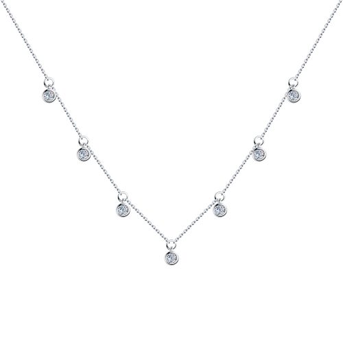Collier aus rhodiniertem Sterlingsilber 925 mit Zirkonia Steinen