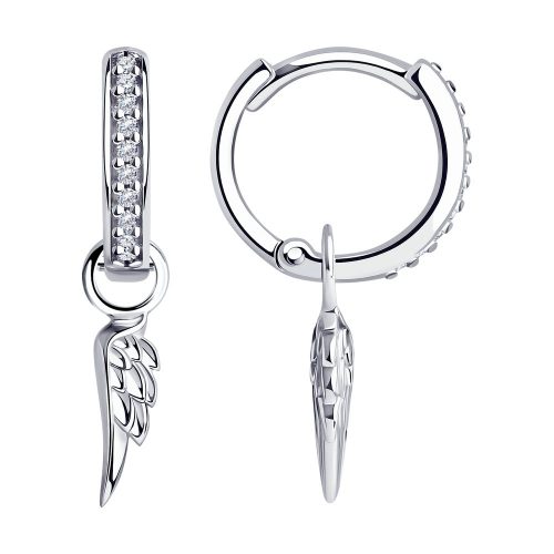 Creolen Engelsflügel aus rhodiniertem Sterlingsilber 925 mit Zirkonia Steinen