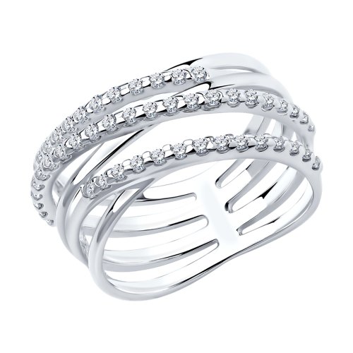 Sparkling Lines Ring mit Zirkonia aus Sterlingsilber 925 rhodiniert