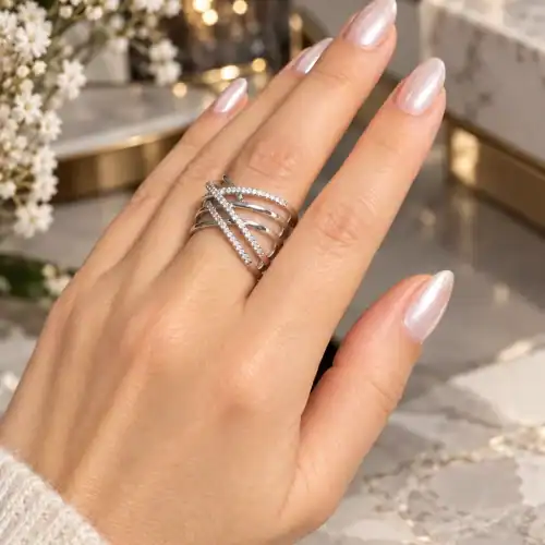 moderner Silberring Sparkling mit Zirkonia