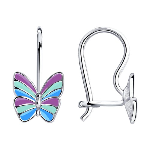 Ohrringe für Kinder Schmetterlinge Silber 925 mit Emaille Lila
