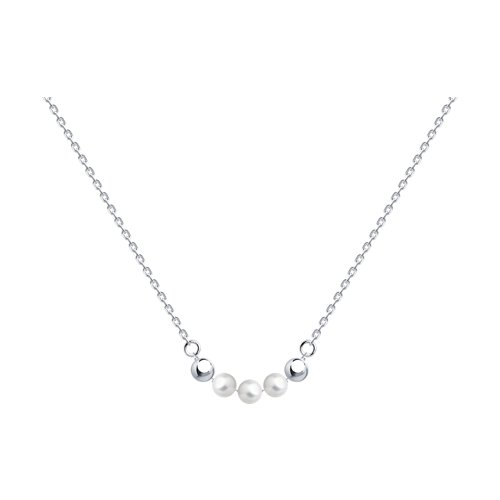 Kette Collier aus Sterlingsilber 925 mit Perlen (synth.)