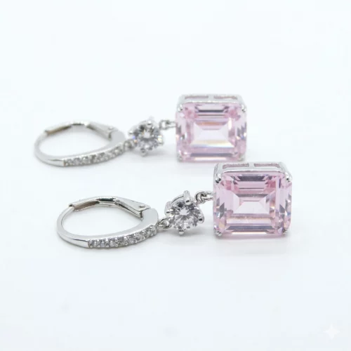 Elegante zeitlose Ohrringe aus Sterlingsilber mit Rosa-Steinen Zirkonia