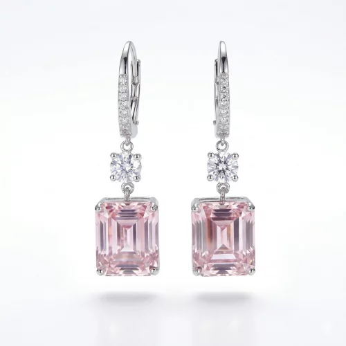 Elegante zeitlose Ohrringe aus Sterling Silbeer mit Steinen in Rosa