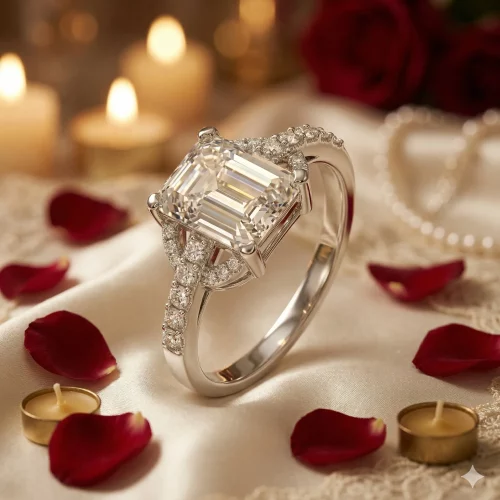 Exklusiver Sterling Silber Ring „Eternal Brilliance“ – Edler Smaragdschliff & Pavé-Details