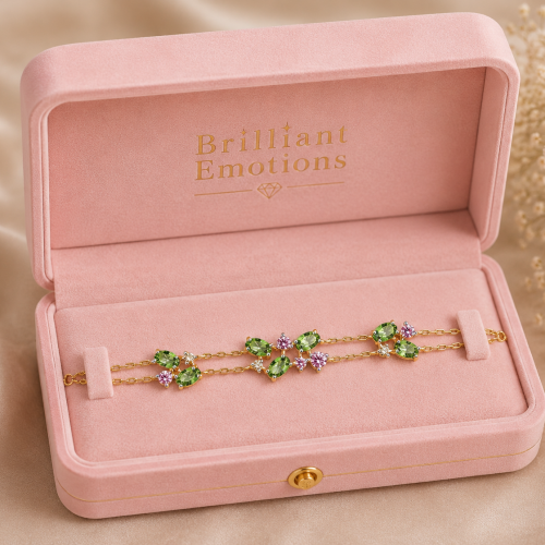 Armband MOOD Roségold 585 - mit grünen Swarovski Kristallen