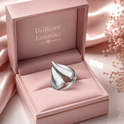Asymmetrischer Ring FLAME aus Sterling Silber 925 rhodiniert