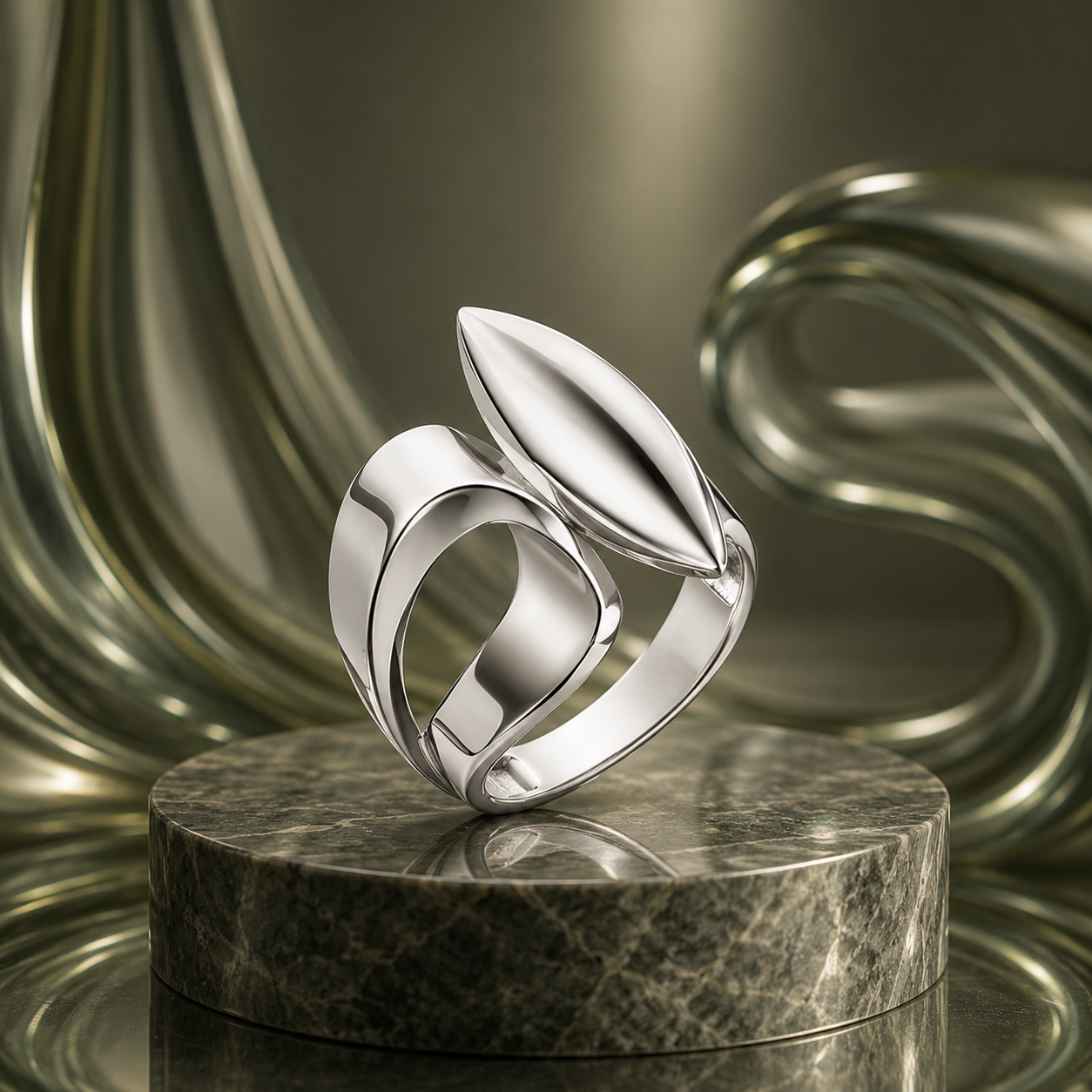 Asymmetrischer massiver Damenring Grazie Sterlingsilber 925
