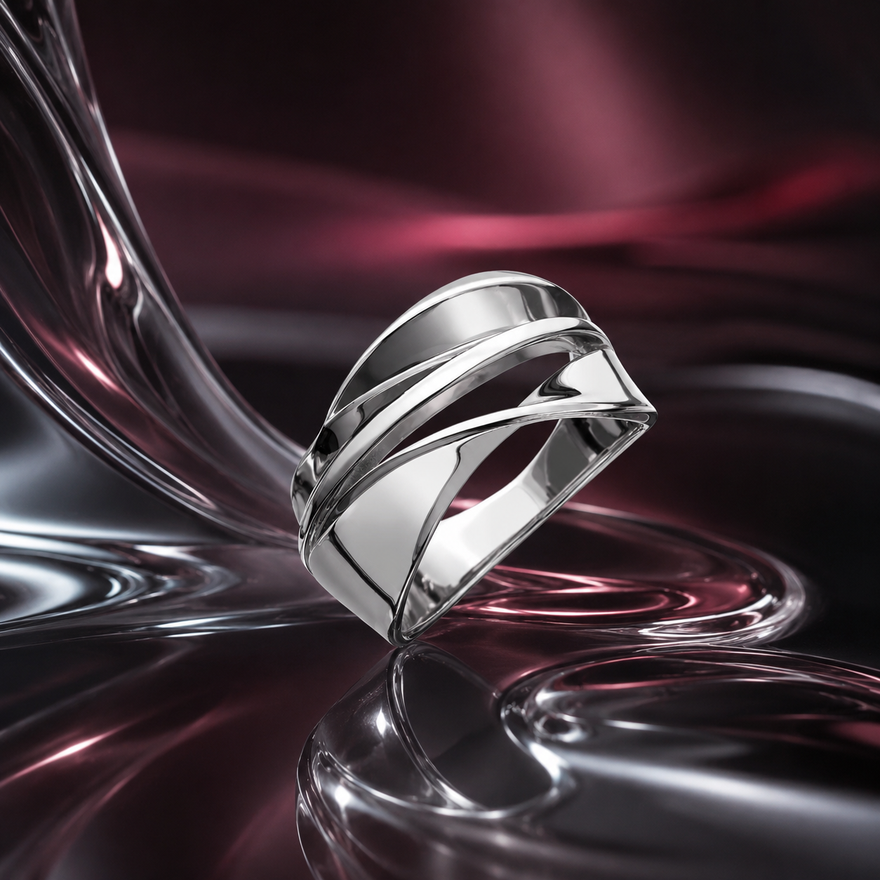 Damen Ring WAVE modern Sterling Silber 925