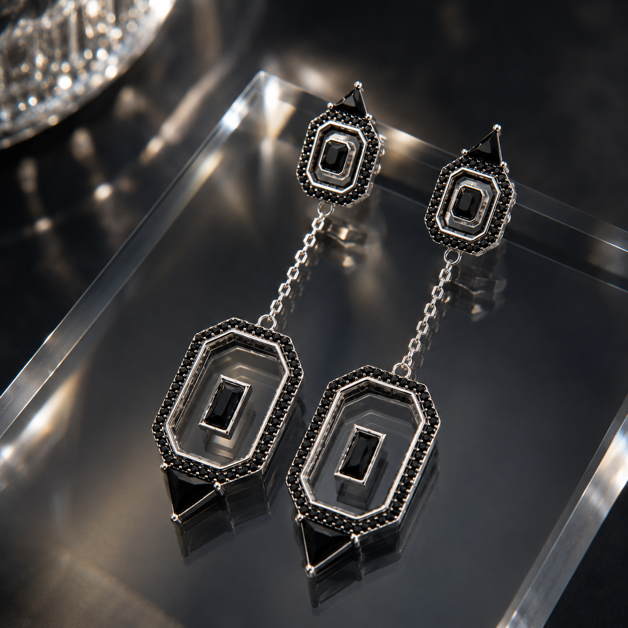 Hängeohrringe im Art Deco Stil aus Sterlingsilber 925