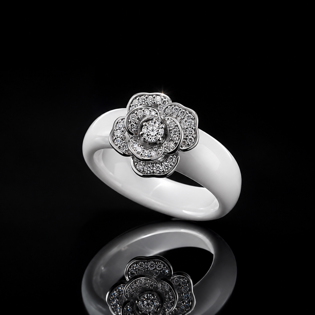 Keramikring New Look mit Rotgold und Diamanten