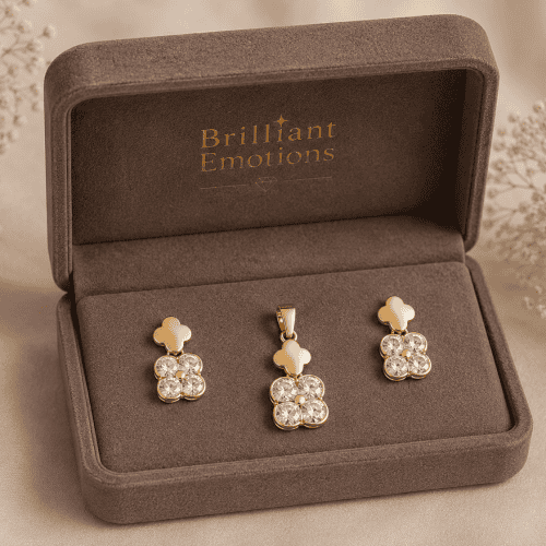 Elegantes Schmuckset mit Ohrringen in einer Geschenkbox von Brilliant Emotions.