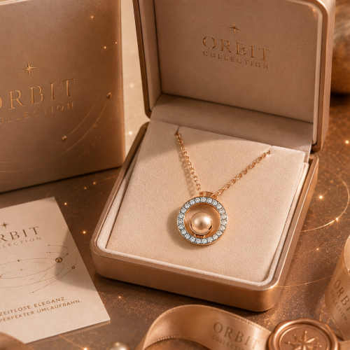 Kettenanhänger Nova Orbit mit Kugel aus Roségold 585 und Zirkonia