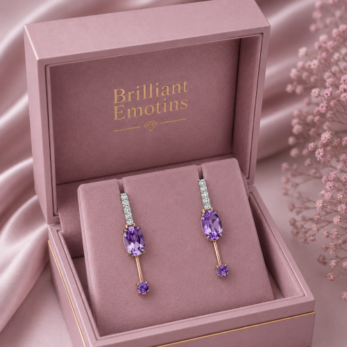 Moderne Goldohrringe Euphoria mit Topas und Amethyst