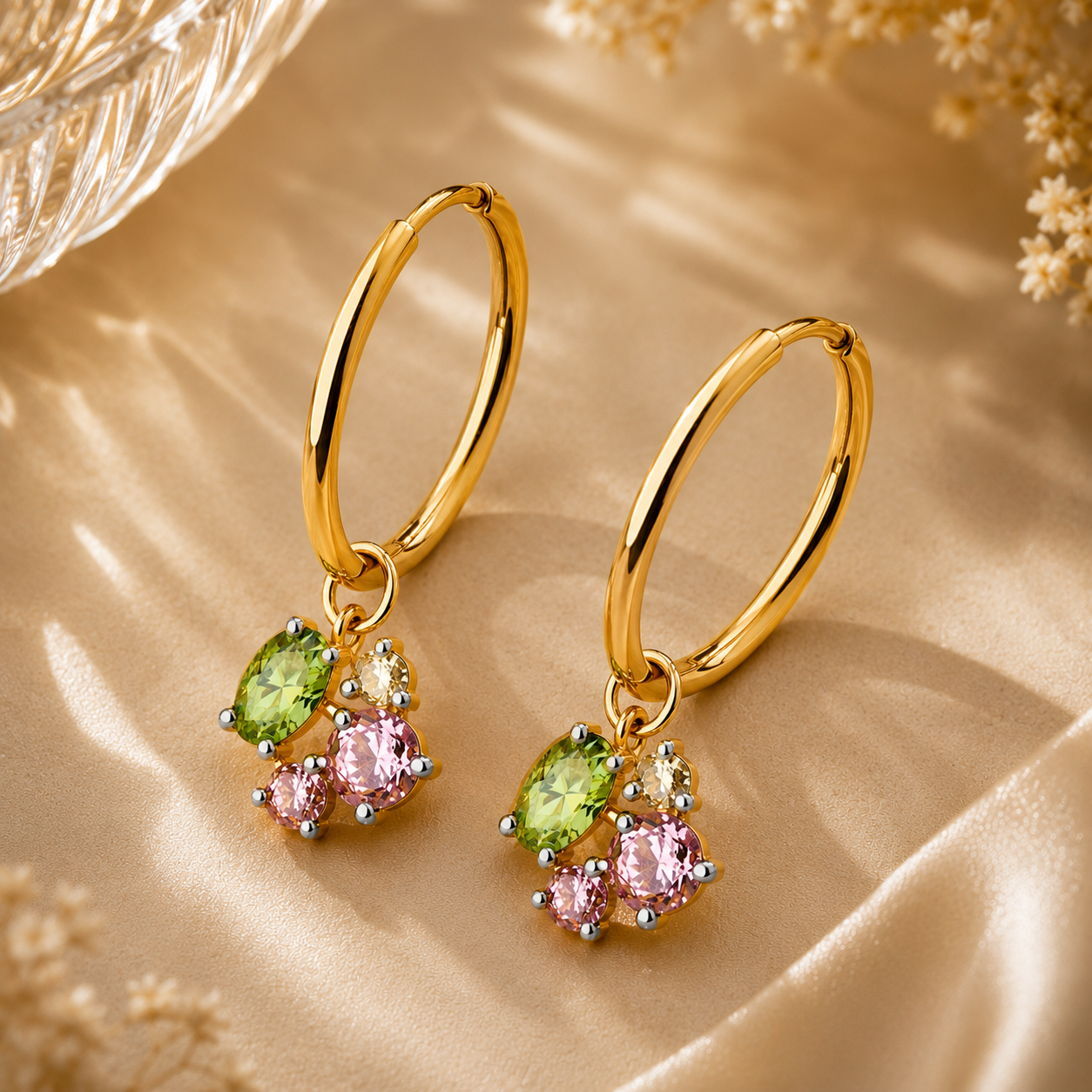 Ohrringe Creolen Mood Roségold 585 Swarovski Kristallen
