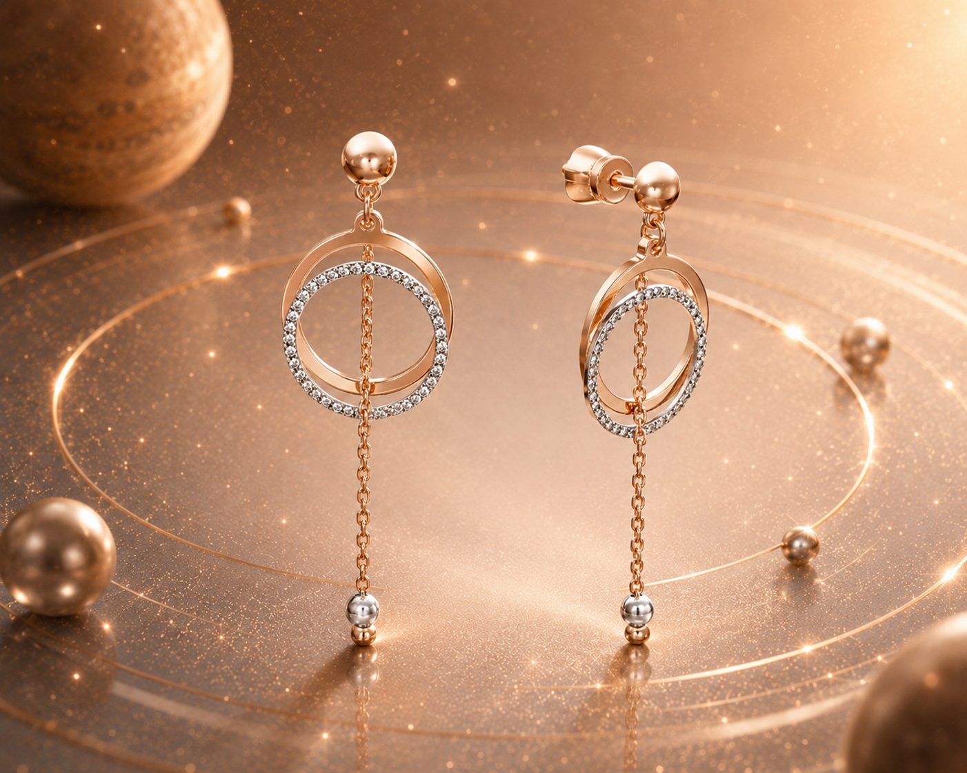 Ohrstecker Celeste Orbit aus Roségold 585 mit Diamantenschliff