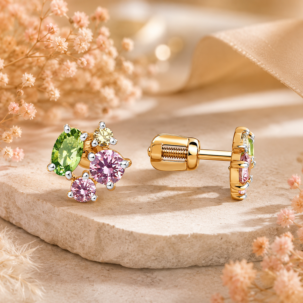 Ohrstecker Mood aus Roségold 585 mit bunten Swarovski Kristallen