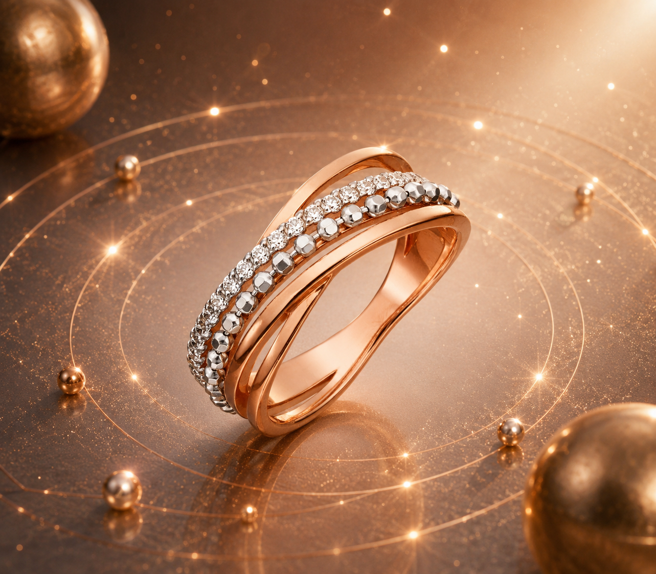 Orbit Prime Rosé- und Weißgold 585 mit Zirkonia