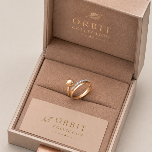 Ring Luna Orbit Roségold 585 mit polierter Kugel und Zirkonia