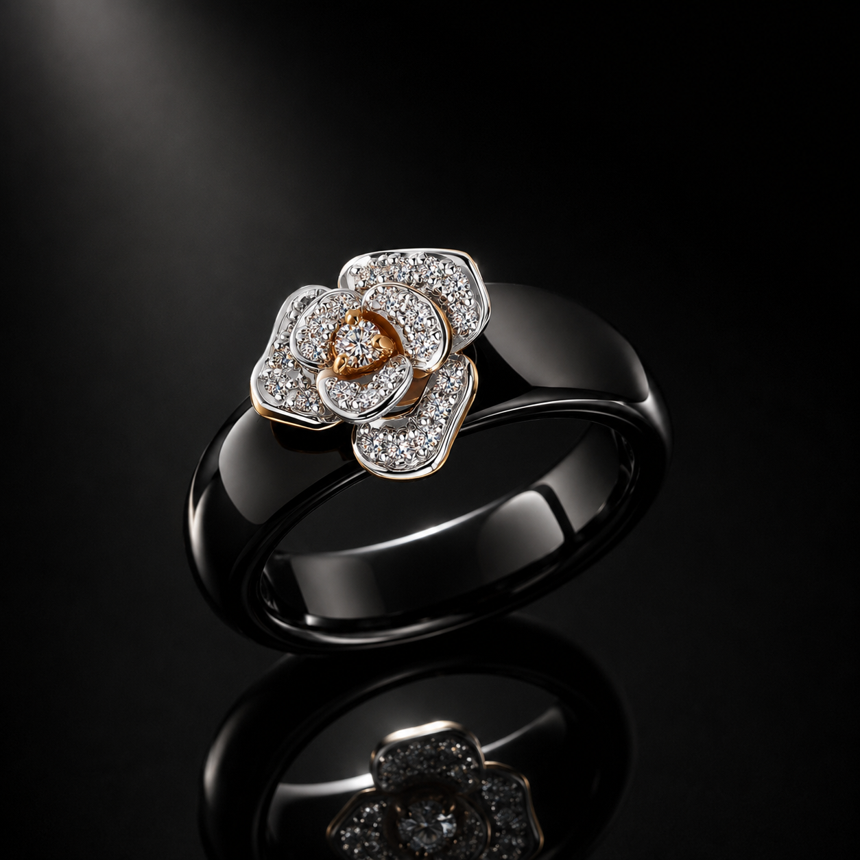 Keramikring New Look mit Gold und Diamanten