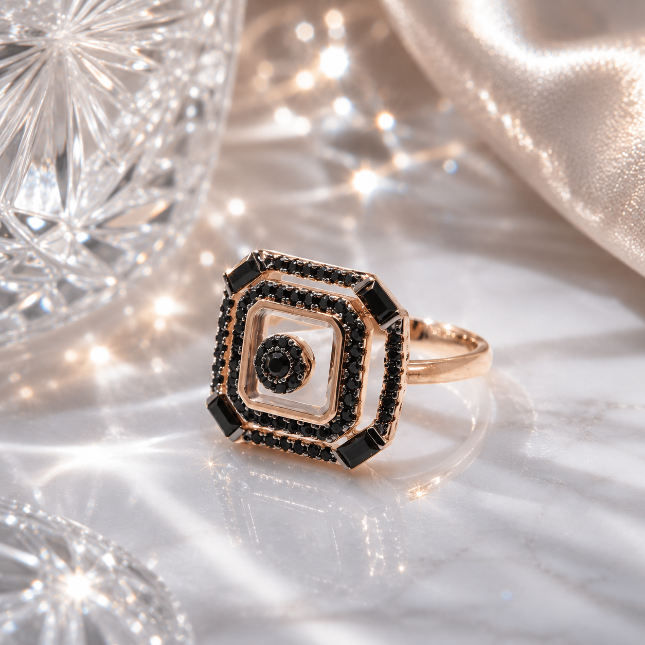Ring ART DECO Stil Sterlingsilber 925 rosé vergoldet
