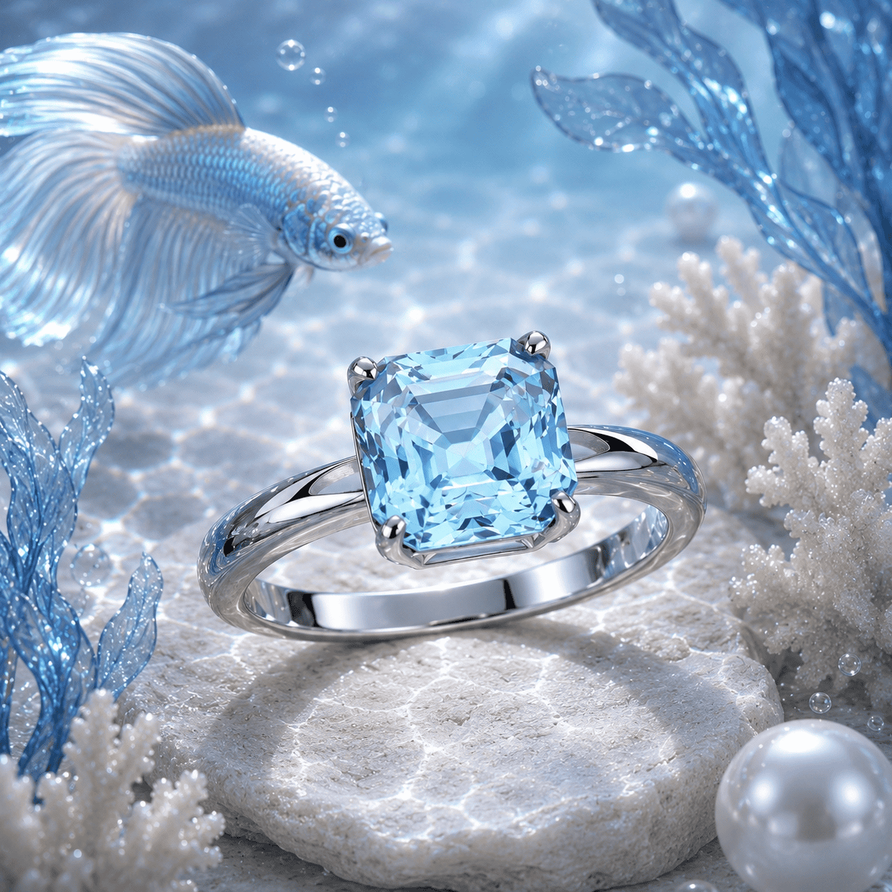 Ring Sterling Silber 925 mit blauem Swarovski Kristall