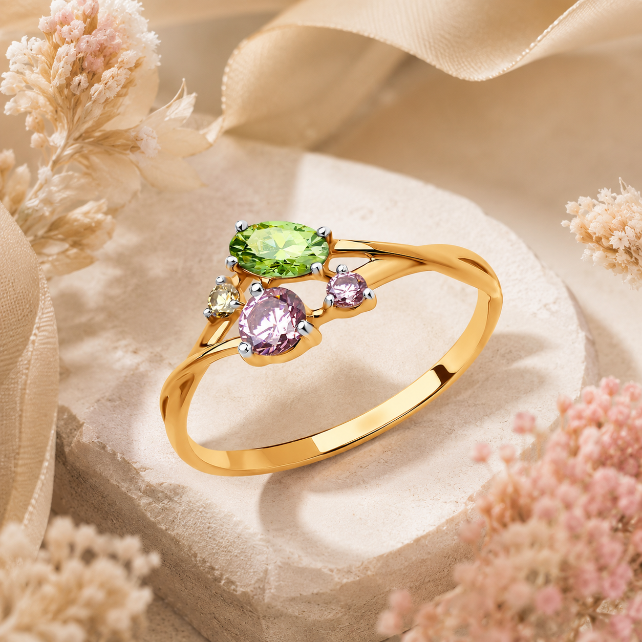 Ring Mood Roségold 585 mit Swarovski Kristallen