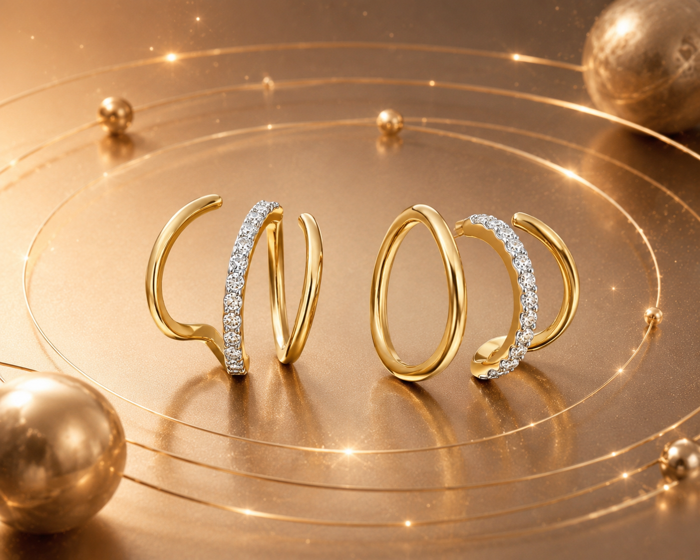 Solar Orbit Hoops Ohrringe im Gold 585