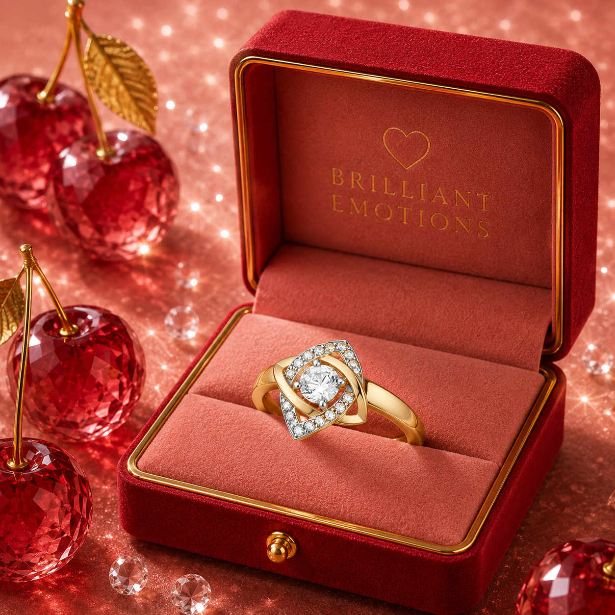 Solitär Ring Stella aus 14 ct Gold mit Swarovski Kristallen
