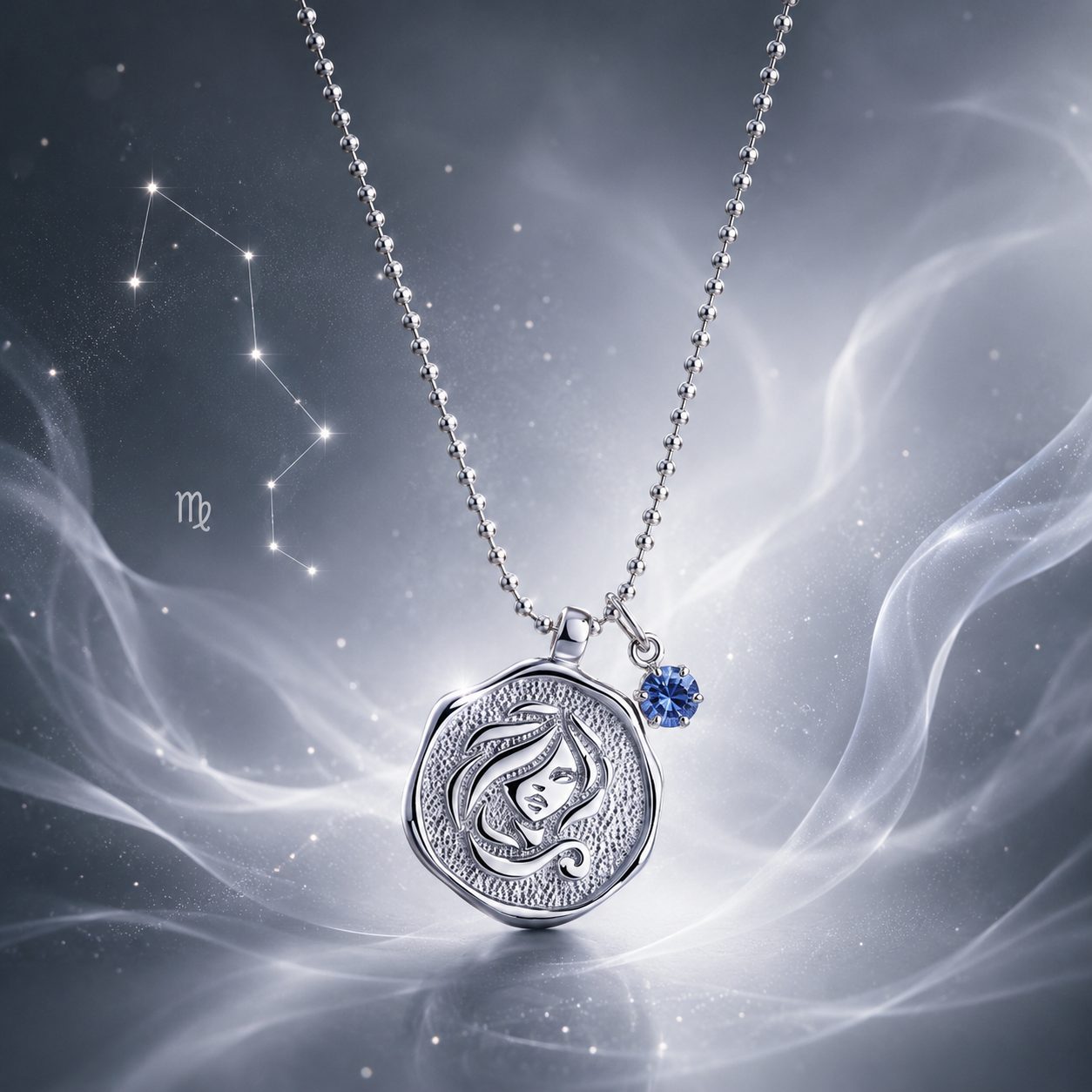 Sternzeichen-Kette Jungfrau aus Sterlingsilber 925 mit Swarovski Kristall