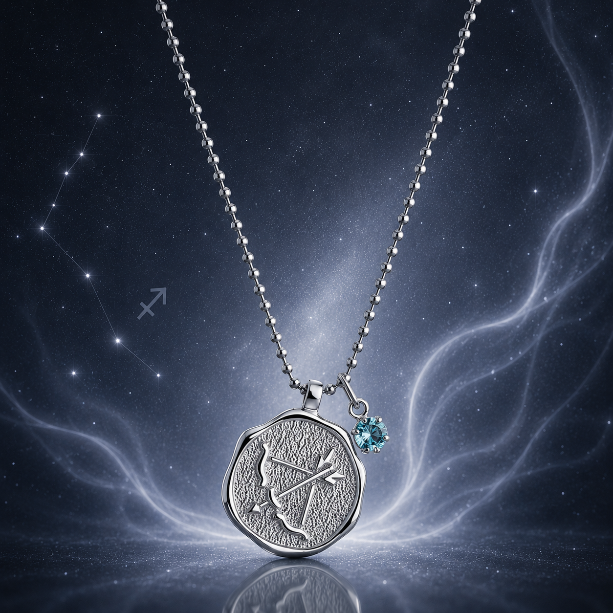 Sternzeichen-Kette Schütze aus Sterlingsilber 925 mit Swarovski Kristall in Türkis