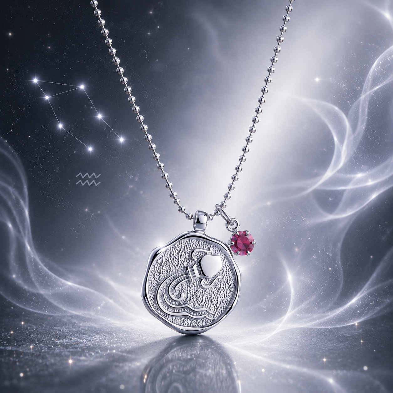 Sternzeichen-Kette Wassermann aus Sterlingsilber 925 mit Swarovski Kristall