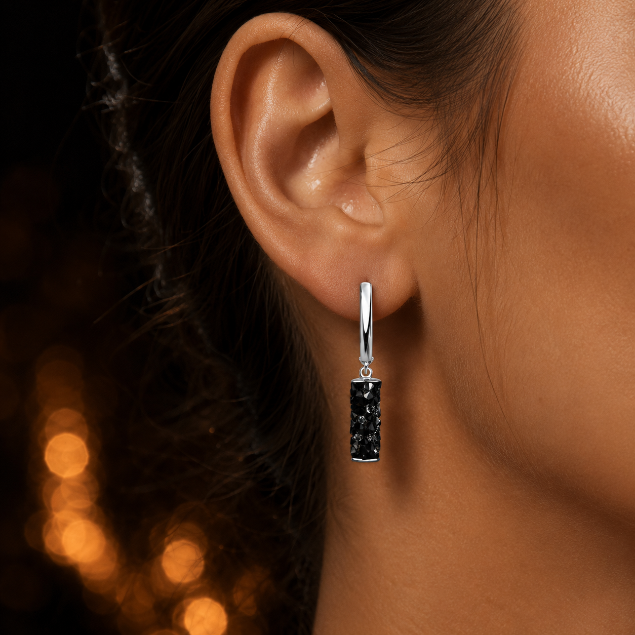 Ohrringe aus Sterlingsilber 925 mit Swarovski Kristallen fine rocks schwarz