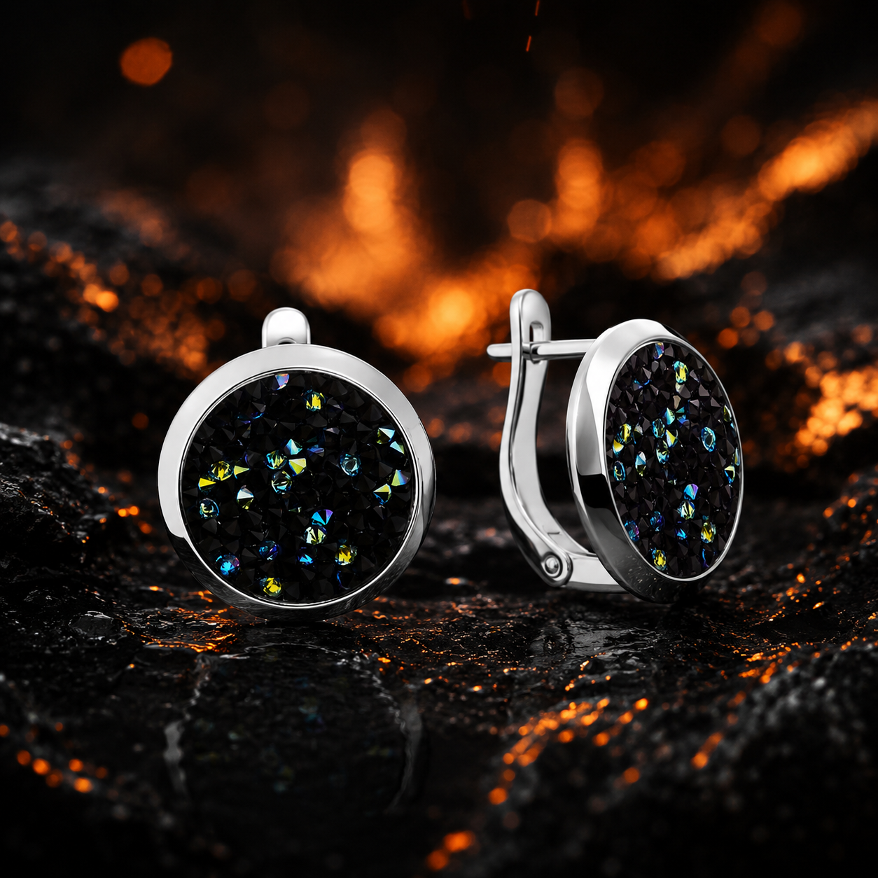 Runde Ohrringe mit Swarovski Kristallen fine rocks
