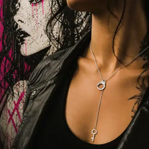 minimalistische Kette Handschellen Sterlingsilber