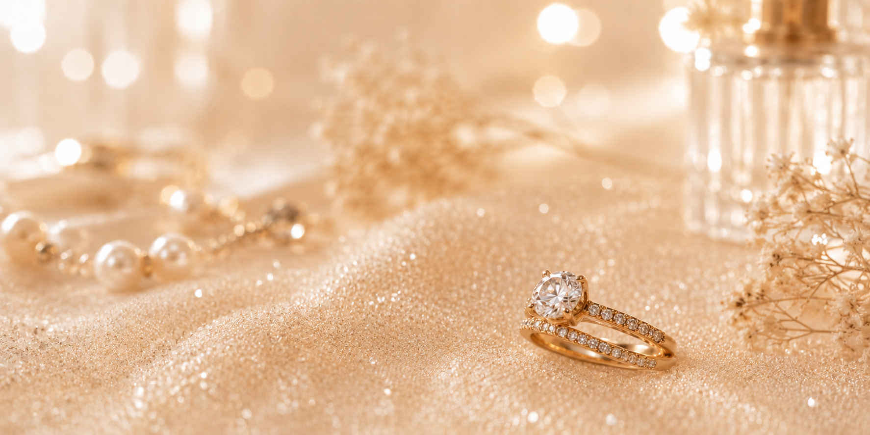 Ring auf goldenem Stoff